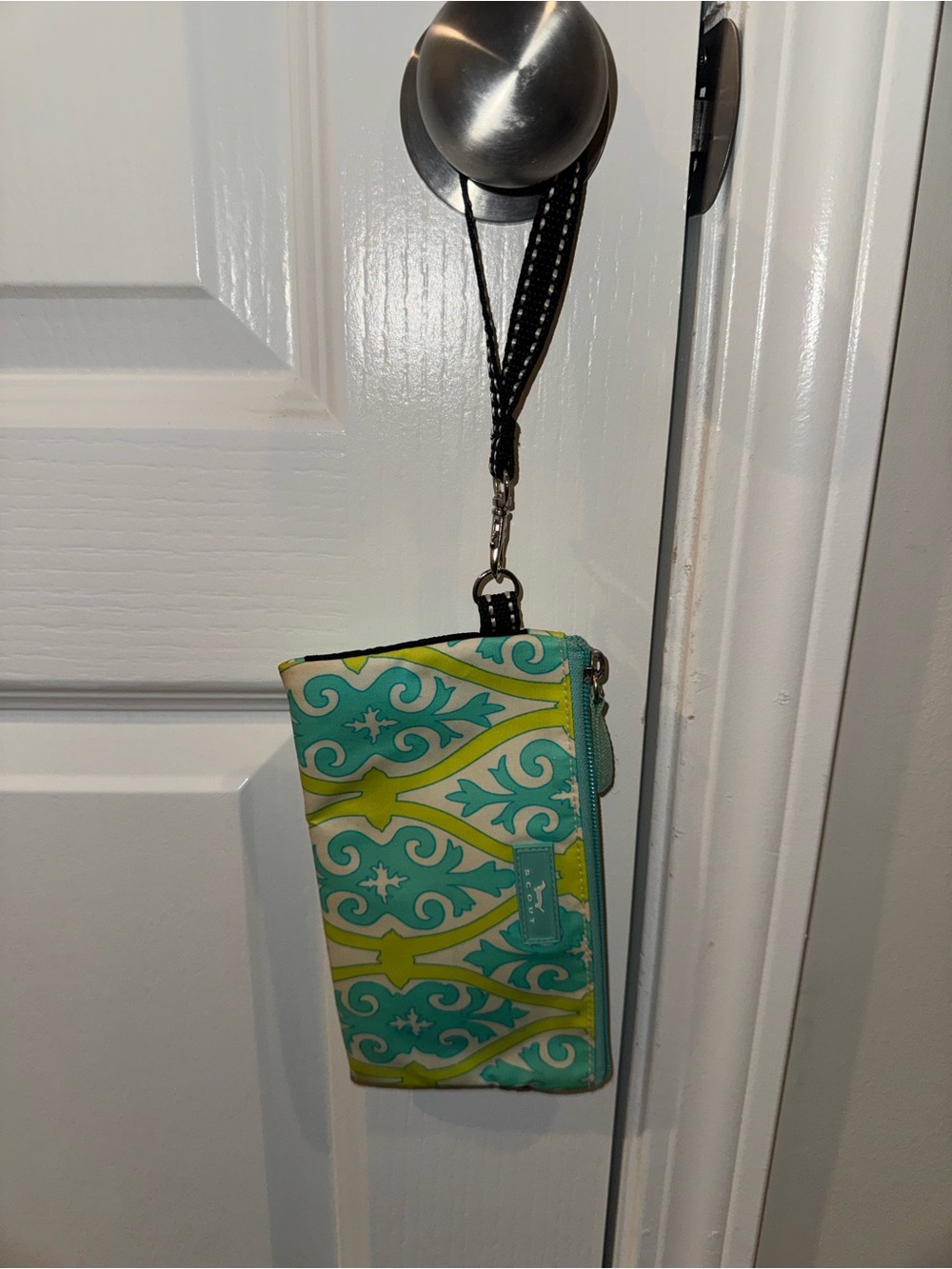 Scout Turquoise, Yellow & White Patterned Wristlet Clutch